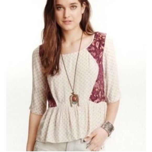 Free People Paisley Peplum Dandelion Top Size Medium - Picture 1 of 11